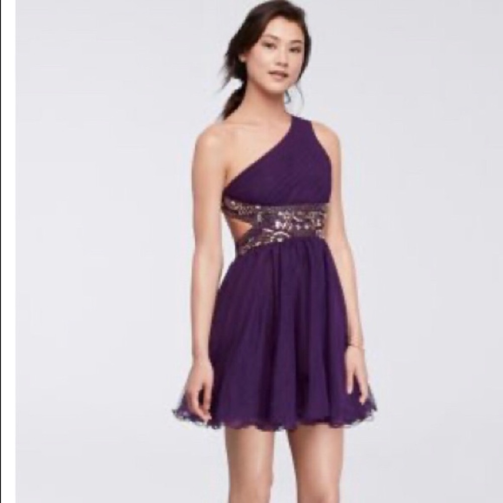 David’s Bridal Mini Dress Eggplant Size 1